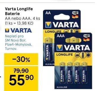Baterie alkalické Longlife Varta