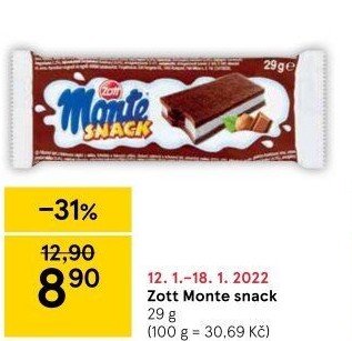 Dezert mléčný Monte Snack Zott