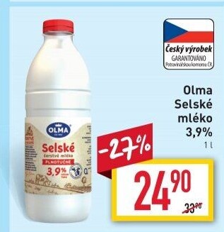 Mléko čerstvé selské Olma - 3,9% plnotučné