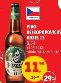 Pivo světlý ležák 11° Medium Velkopopovický Kozel