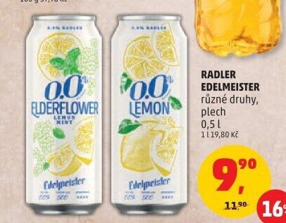 Nealkoholické pivo ochucené Radler Edelmeister