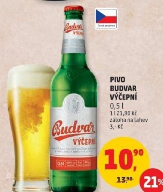 Pivo světlé výčepní Budweiser Budvar