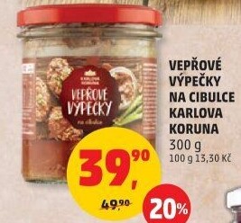 Vepřové výpečky na cibulce ve sklenici Karlova Koruna