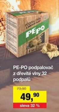 Podpalovač z dřevité vlny Pe-po