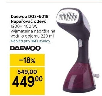 Napařovač oděvů Daewoo DGS5018
