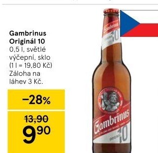 Pivo světlé výčepní Originál 10° Gambrinus
