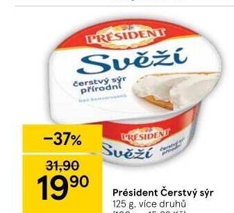 Svěží čerstvý sýr Président
