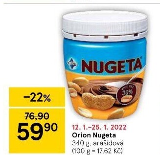 Čokokrém arašídový Nugeta Orion