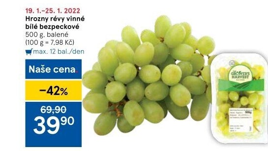Hrozny bílé bezsemenné The Grower'