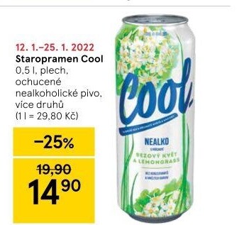 Nealkoholické pivo ochucené Staropramen Cool