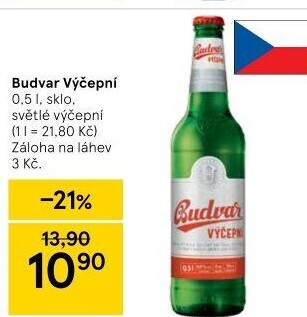 Pivo světlé výčepní Budweiser Budvar