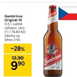 Pivo světlé výčepní Originál 10° Gambrinus