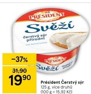 Svěží čerstvý sýr Président