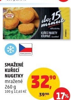 Nugetky kuřecí smažené mražené Vodňanské kuře