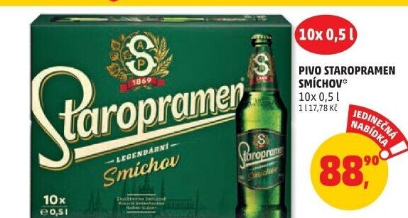Pivo světlé výčepní 10° Smíchov Staropramen