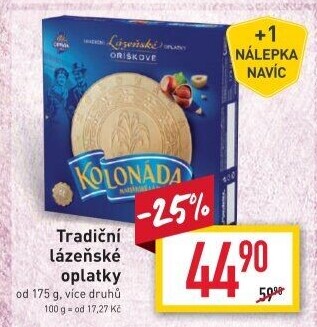 Lázeňské oplatky Kolonáda Opavia