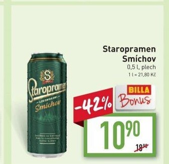 Pivo světlé výčepní 10° Smíchov Staropramen