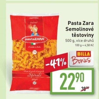 Těstoviny semolinové Pasta Zara