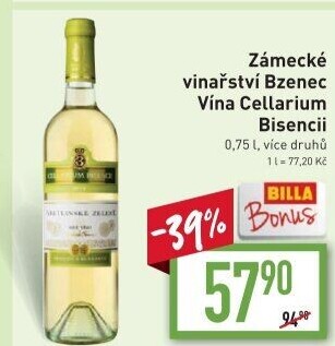 Vína Cellarium Bisencii Zámecké vinařství Bzenec