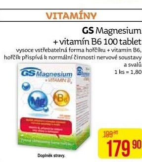 Doplněk stravy Magnesium + vitamin B6 GS