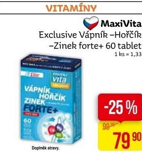 Doplněk stravy Vápník-Hořčík-Zinek Forte Exclusive Maxivita