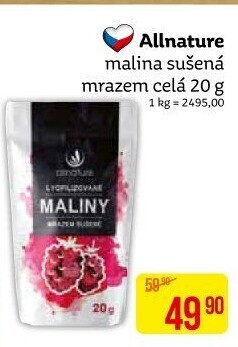 Mrazem sušené maliny Allnature