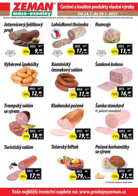 akční leták ZEMAN maso - uzeniny 24.1.2022-29.1.2022
