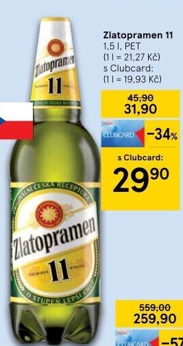 Pivo světlý ležák 11° Zlatopramen
