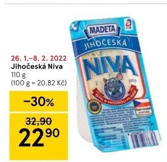 Sýr Niva Jihočeská 50% Madeta