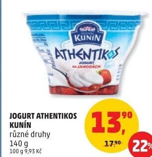 Jogurt ochucený řeckého typu Athentikos Kunín