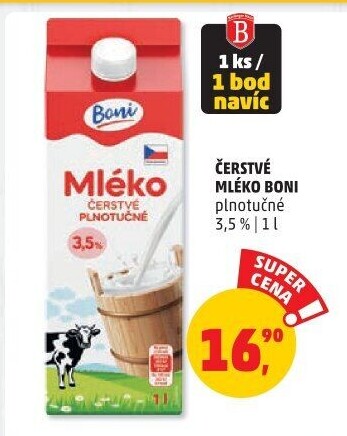 Mléko čerstvé Boni - 3,5% plnotučné