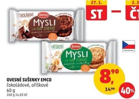 Ovesné sušenky Mysli na zdraví Emco