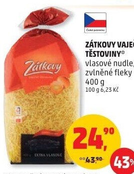 Těstoviny vaječné Zátkovy