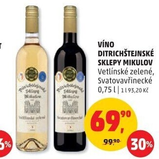 Víno Veltlínské zelené Ditrichštejnské sklepy Mikulov