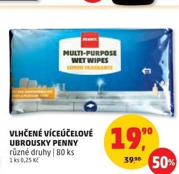 Vlhčené víceúčelové ubrousky Penny