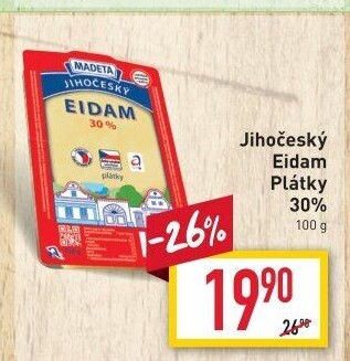 Sýr Eidam Jihočeský 30% Madeta