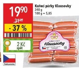 Párky kuřecí Klausovky Vodňanské kuře