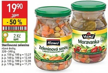 Sterilovaná zelenina Hamé
