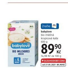 Kaše mléčná krupicová bio Babylove