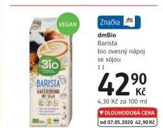 Nápoj ovesný se sójou barista dm Bio