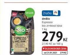 Zrnková káva Espresso dm Bio