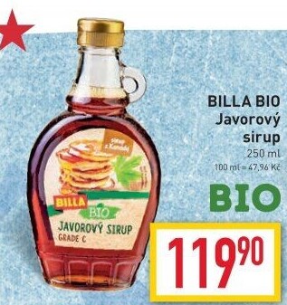 Javorový sirup Naše Bio Billa