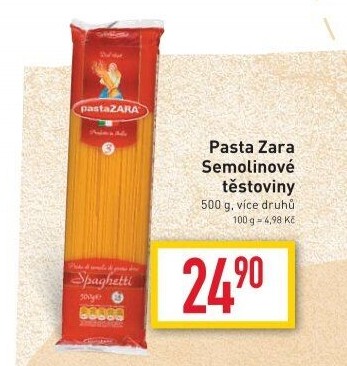 Těstoviny semolinové Pasta Zara