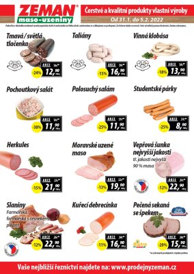 akční leták ZEMAN maso - uzeniny 31.1.2022-5.2.2022