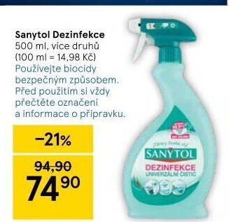 Dezinfekční čističe ve spreji Sanytol