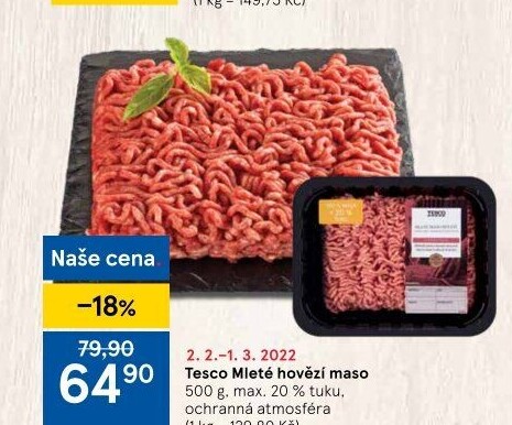 Hovězí mleté maso Tesco