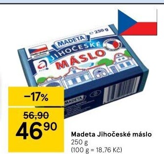 Máslo Jihočeské Madeta