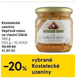 Maso vepřové ve vlastní šťávě Kostelecké uzeniny
