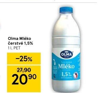 Mléko čerstvé Olma - 1,5% polotučné