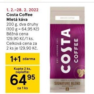 Mleté kávy Costa Coffee